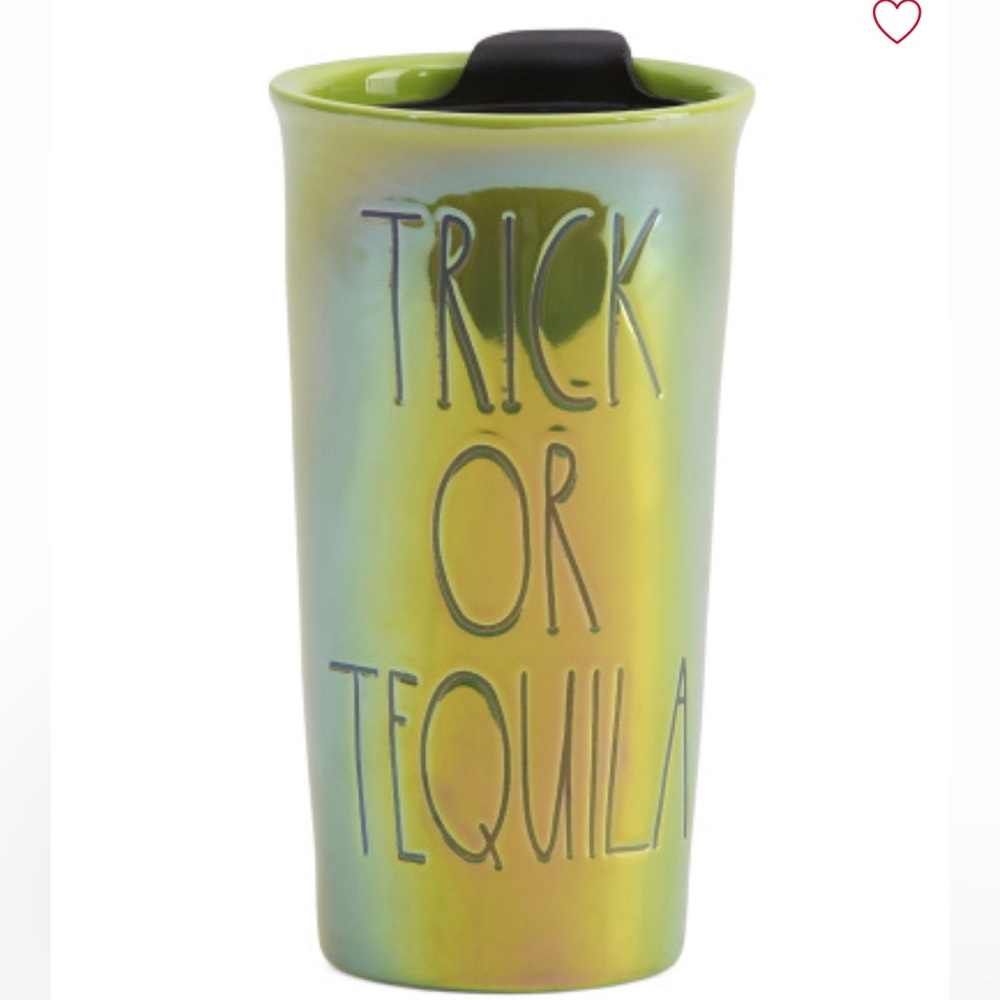 NEW Rae Dunn Halloween Trick Or Tequila Ceramic Iridescent Slide Lid Travel Cup
